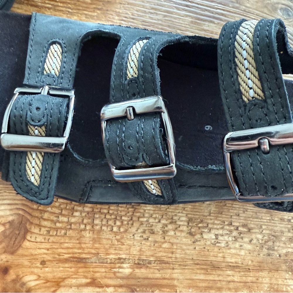 Clarks Springers Black Leather Casual Sporty Sandals Buckle Straps Women's 6 NEW - Picture 9 of 9